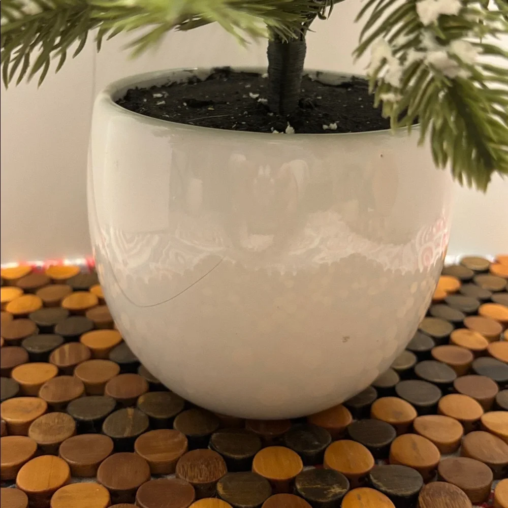 Threshold 31” Faux Pine Tree with Light Flocking/Snow in Cream Pot